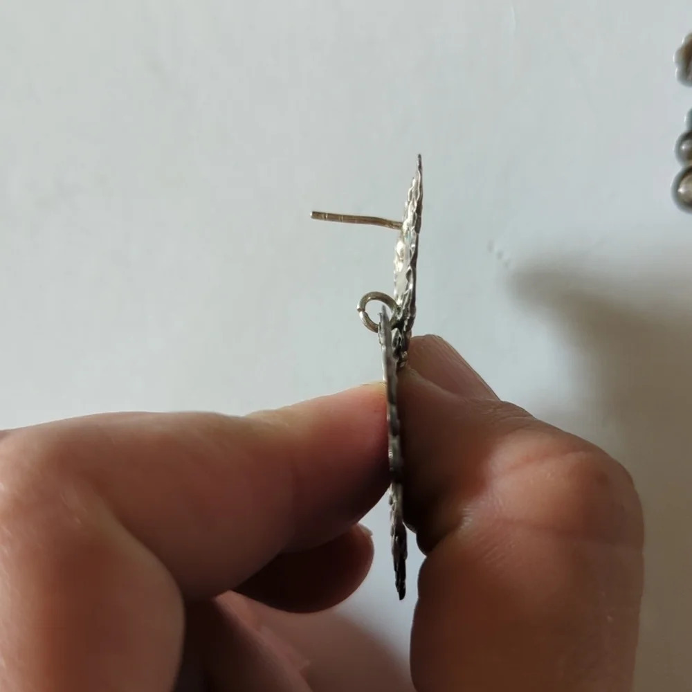 Vintage Sterling Silver Etruscan Earrings - Picture 6 of 6